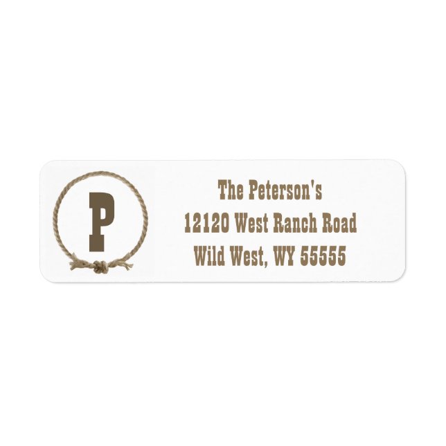 Rope circle western monogram address labels (Front)
