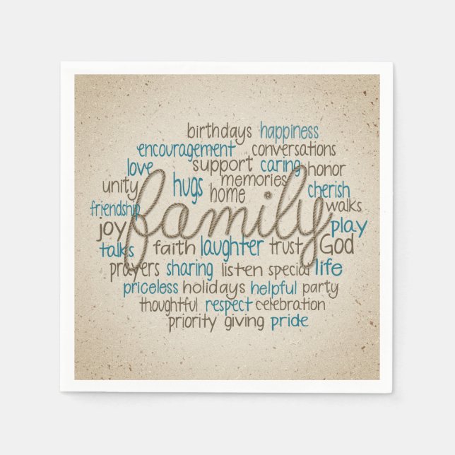 Rope Design Family Word Cloud Napkin (Front)