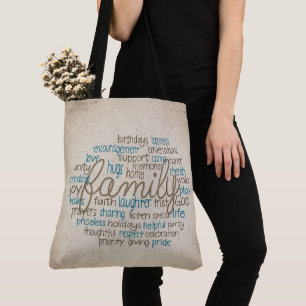Rope Design Family Word Cloud Tote Bag