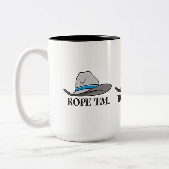 Rope 'Em Western Rodeo Two-Tone Coffee Mug (Left)