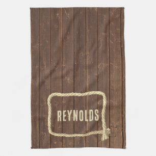 Rope Frame On Teak Wood With Name Kitchen Towel