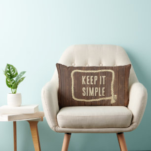 Rope Frame On Teak Wood With Quote Lumbar Pillow