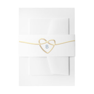 Rope Heart Gold Wedding Invitation Belly Band