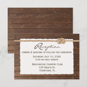 Rope Knot On Wood Wedding Reception RSVP Card
