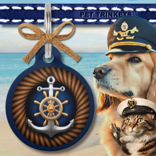 Rope Nautical Anchor Dog Cat Pet Tag