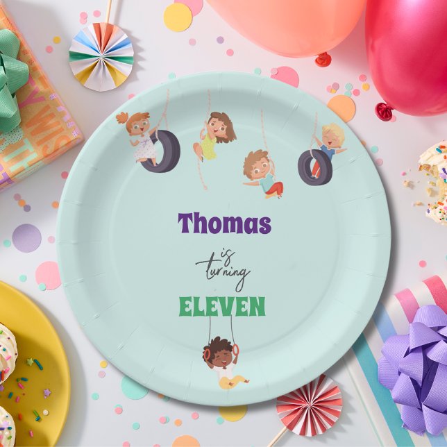 Rope park adventure playground kids birthday paper plate (Creator Uploaded)