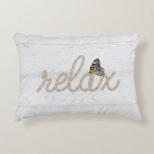 Rope Relax Text with Butterfly Accent Pillow
