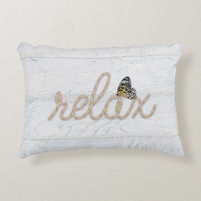Rope Relax Text with Butterfly  Accent Pillow (Front)