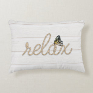 Rope Relax Text with Butterfly Accent Pillow