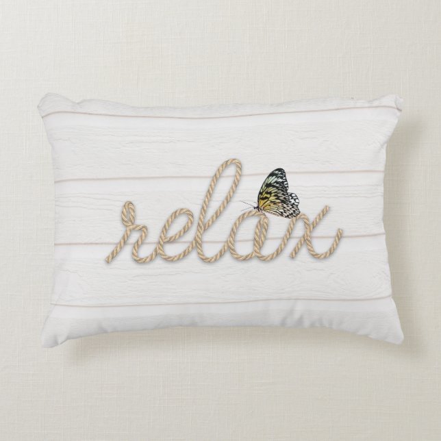 Rope Relax Text with Butterfly  Accent Pillow (Front)