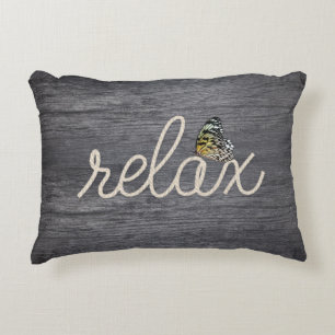 Rope Relax Text with Butterfly  Accent Pillow