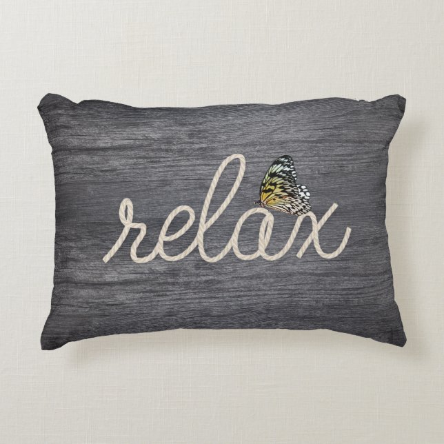 Rope Relax Text with Butterfly  Accent Pillow (Front)