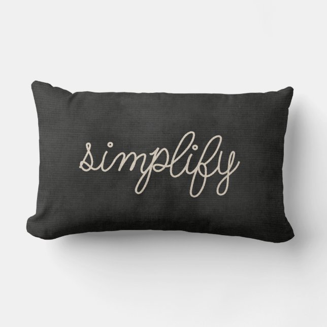 rope simplify text on black lumbar pillow (Front)