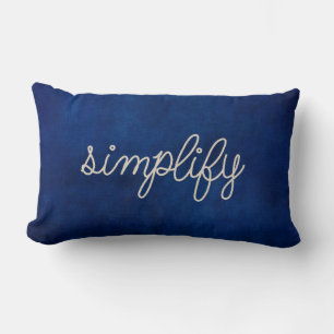 rope simplify text on blue lumbar pillow