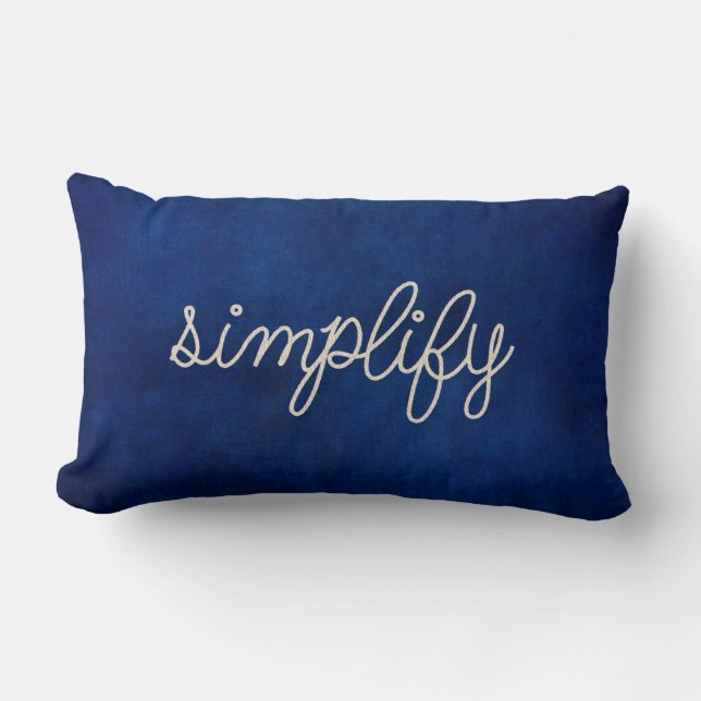 rope simplify text on blue lumbar pillow (Front)