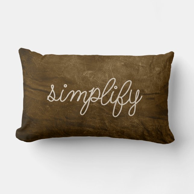 rope simplify text on leather lumbar pillow (Front)