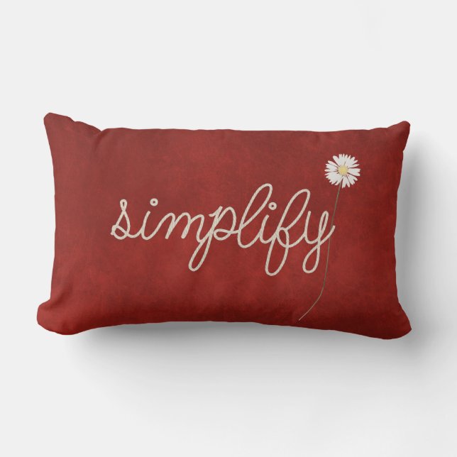 rope simplify text on red lumbar pillow (Front)