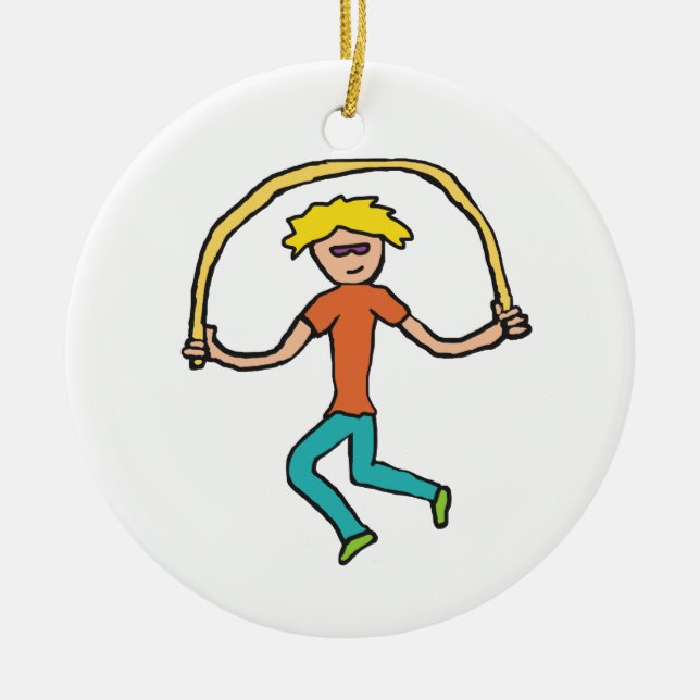 Rope Skipping Ceramic Ornament (Front)