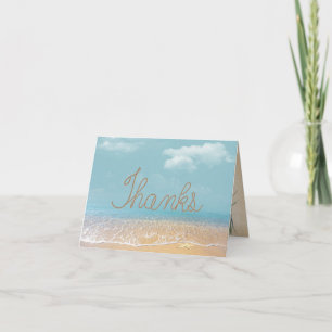 Rope THANKS text on beach Thank You Card