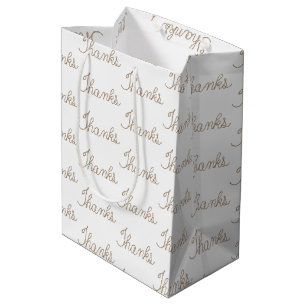 Rope Thanks Text on White Medium Gift Bag