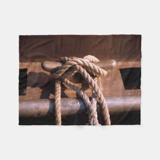 Rope Tied To A Boat Tie Fleece Blanket (Front (Horizontal))