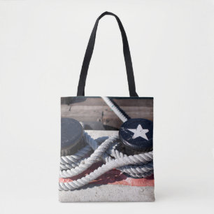 Rope Tied To Two Bollards Tote Bag