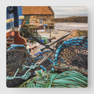 Ropes And Lobster Pots   Pittenweem, Scotland Square Wall Clock