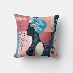 ropical Boho Throw Pillow - Bold Floral and Leaf