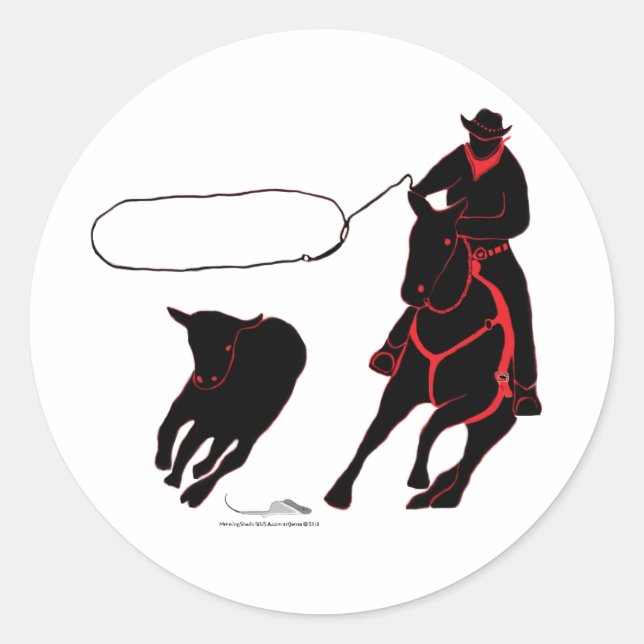 roping classic round sticker (Front)