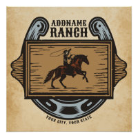 Roping Cowboy ADD NAME Western Family Horse Ranch