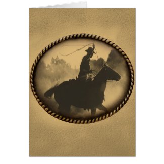 Roping Cowboy Card