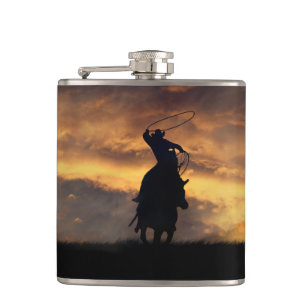 Roping Cowboy Flask