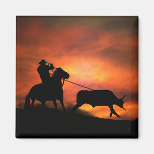 Roping Cowboy Rodeo  Magnet