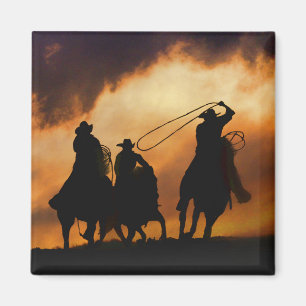 Roping Cowboys and Horses Magnet
