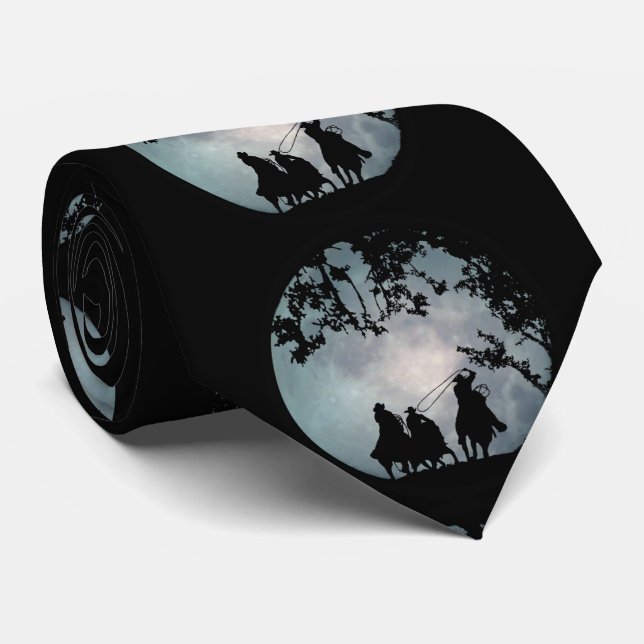 Roping Cowboys Big Full Moon Country Western Tie (Rolled)