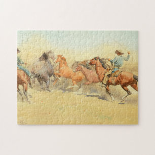 Roping Horses, 1945 by Maynard Dixon Jigsaw Puzzle