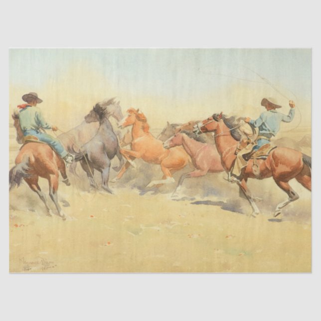 Roping Horses by Maynard Dixon Tissue Paper (Front)