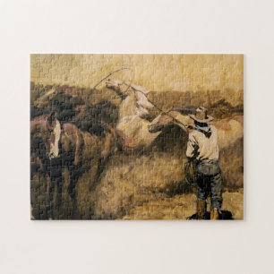 “Roping Palomino” Western Art by Maynard Dixon Jigsaw Puzzle