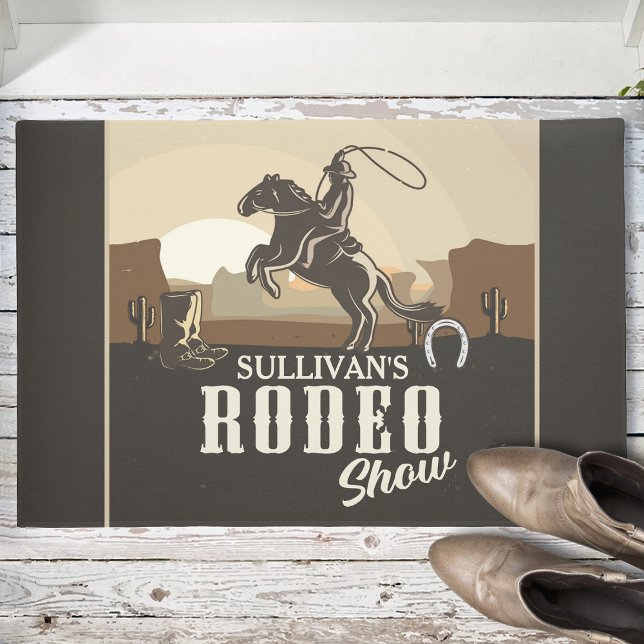 Roping Roundup Cowboy Rodeo Show Personalized Doormat (Creator Uploaded)