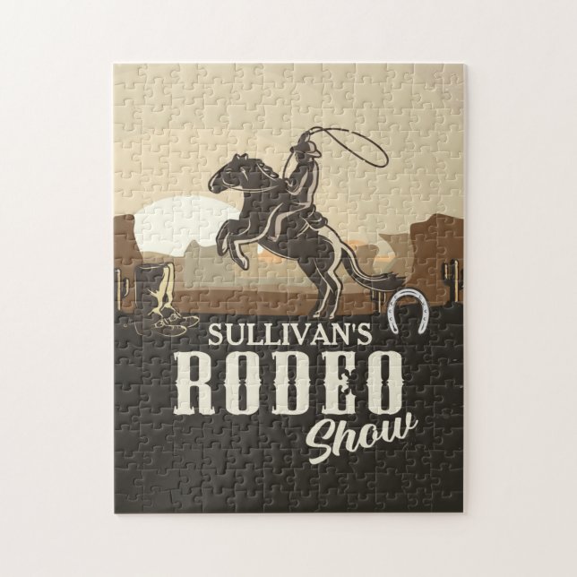Roping Roundup Cowboy Rodeo Show Personalized Jigsaw Puzzle (Vertical)