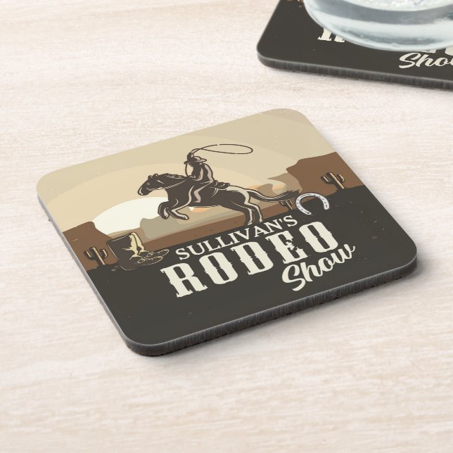 Roping Roundup Western Rodeo Show Personalized Coaster (Left Side)