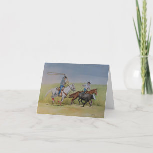 "Roping" Western Animal Art Note Card
