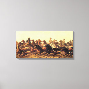 Roping Wild Horses by James Walker Canvas Print