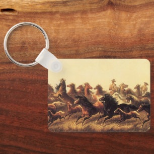 Roping Wild Horses by James Walker Keychain