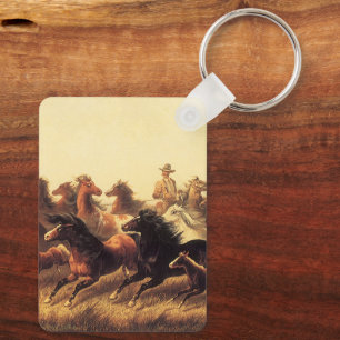 Roping Wild Horses by James Walker Keychain