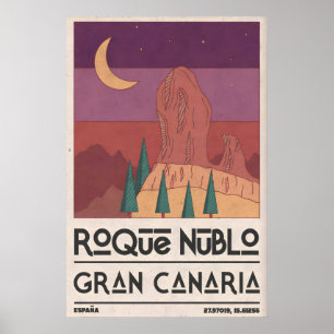 Roque Nublo Wall Art, Vintage Travel Poster
