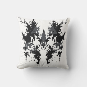Rorschach inkblot Design Black Grey White Throw Pillow