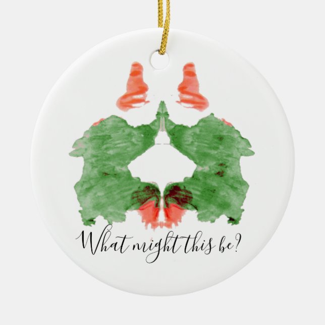 Rorschach Inkblot Santa's Elves  Ceramic Ornament (Front)