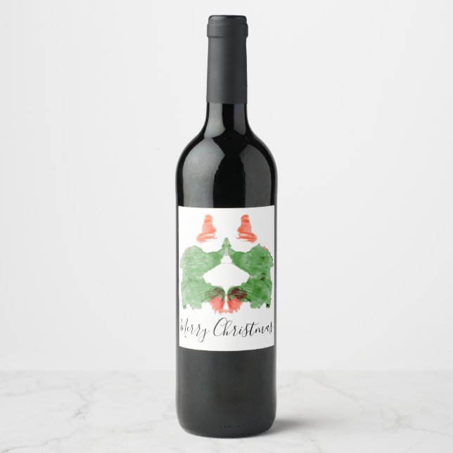 Rorschach Inkblot Santa's Elves Wine Label (Front)