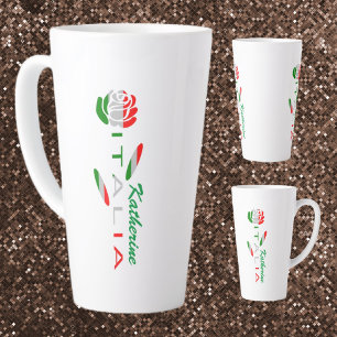 Rosa Bandiera Italiana con Italia Personalized Latte Mug